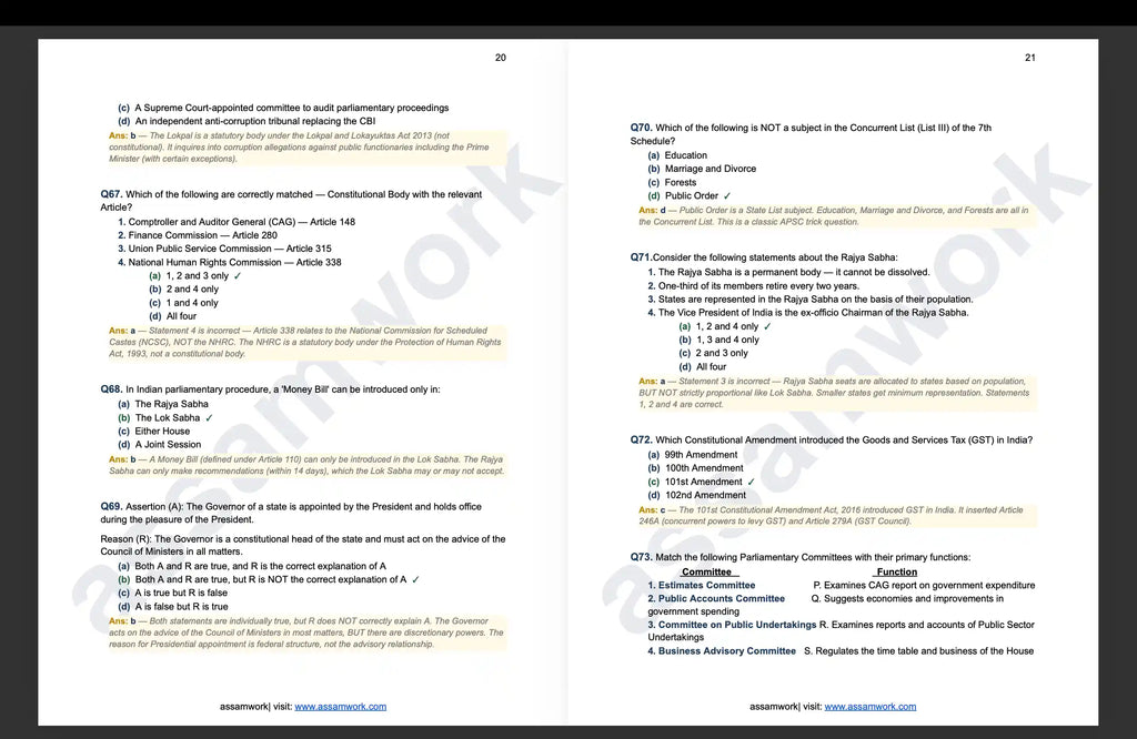 APSC Prelims 250 High Yielding MCQs eBook