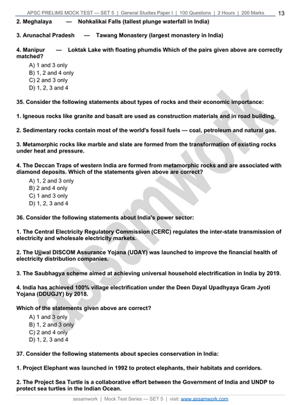 assamwork APSC Prelims GS Paper 1 Full Length Mock Test 2026 | Set of 5 Mock Test Papers PDF