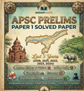 Book cover of APSC Prelims Paper 1 last 5 years Solved Paper by Assamwork with decorative elements and map of Assam.